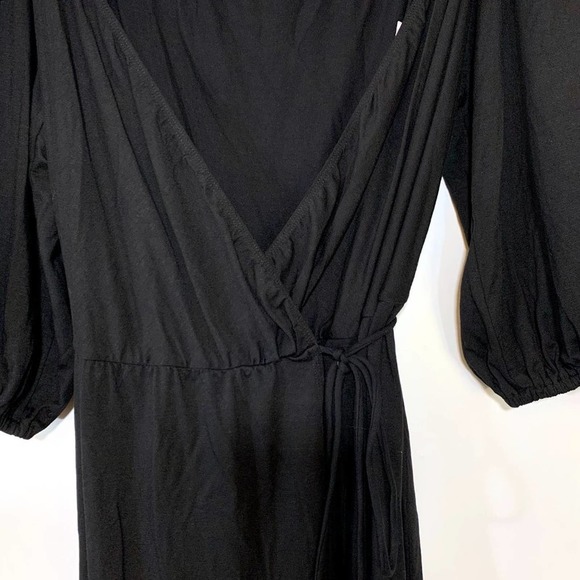 Reformation NEW Calabra Black Wrap Jersey Tencel Tie Midi Dress Black Medium - Picture 5 of 10